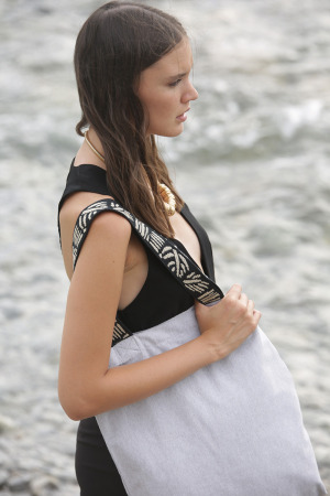 KINS115 - Gerecyclede shopper met platte bodem en hengsels met Japanse motieven