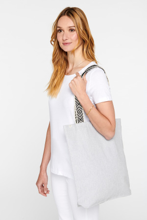 KINS117 - Gerecyclede shopper met platte bodem en hengsels met etnische motieven